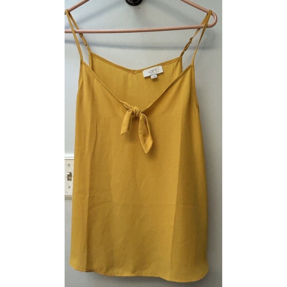 LOFT Outlet Ann Taylor Mustard Yellow Camisole Bow Accent Cami Tank Top Sz S